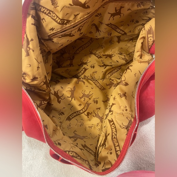 Longchamp Classic leather tote Carryall bright red! Beautiful bag! - Picture 6 of 11